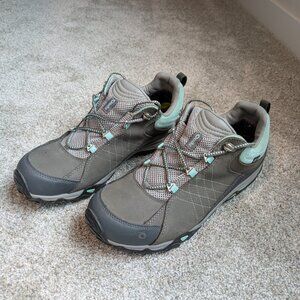 Oboz Women's Sawtooth II Low B-Dry Waterproof Hiking Shoes. Sz 10. Grey & Aqua